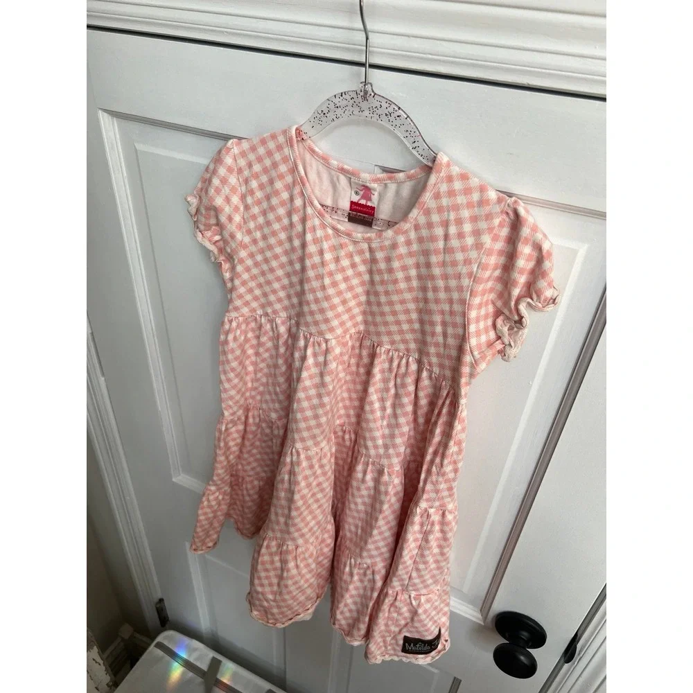 Matilda jane lap dress pink plaid Serendipity Collection VGUC 6‎